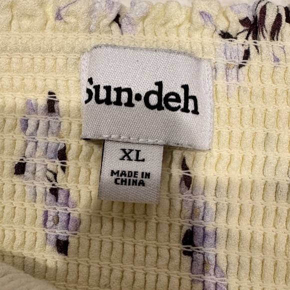 Artizia Sun-deh Yellow Purple Floral Puff Sleeve Sun Dress Womens Size XL NWOT - Picture 7 of 9